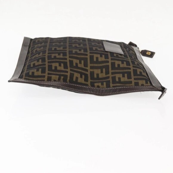 FENDI Zucca Canvas Pouch Black Brown Auth - Picture 5 of 15